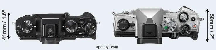 Compare X-T20 versus OM-5 top