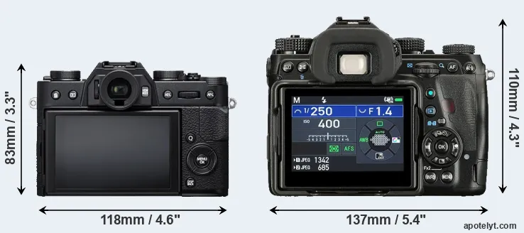 Comparison X-T20 or K-1 II rear