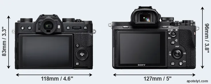 Comparison X-T20 or A7 II rear