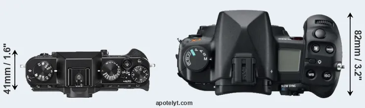 Compare X-T20 versus A850 top