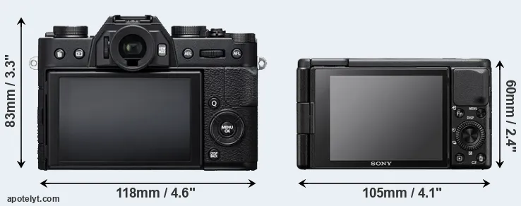 Comparison X-T20 or ZV-1 rear