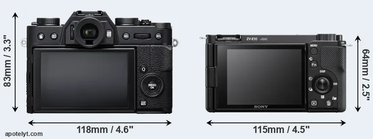 Comparison X-T20 or ZV-E10 rear