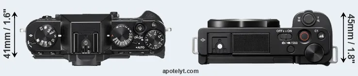 Compare X-T20 versus ZV-E10 top
