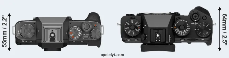 Compare X-T200 versus X-T5 top
