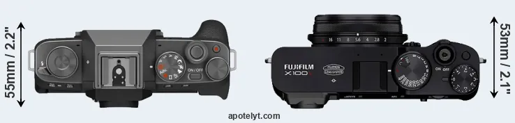 Compare X-T200 versus X100V top