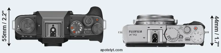Compare X-T200 versus X70 top