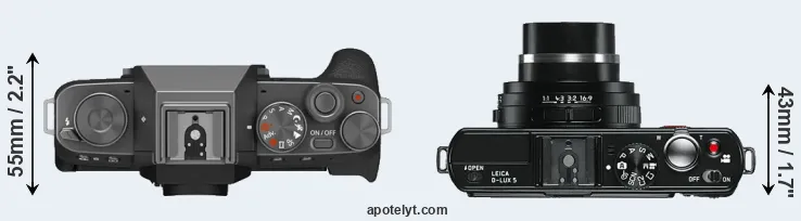 Compare X-T200 versus D-LUX 5 top