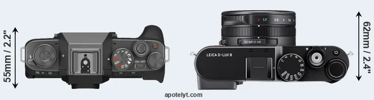 Compare X-T200 versus D-LUX 8 top