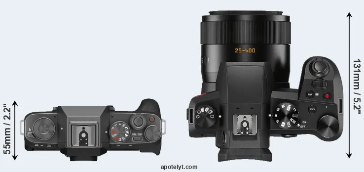 Compare X-T200 versus V-LUX 5 top