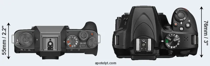 Compare X-T200 versus D3400 top