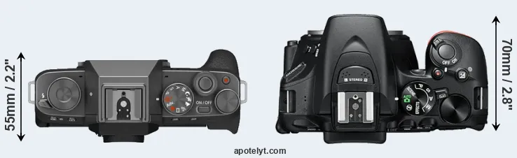 Compare X-T200 versus D5600 top