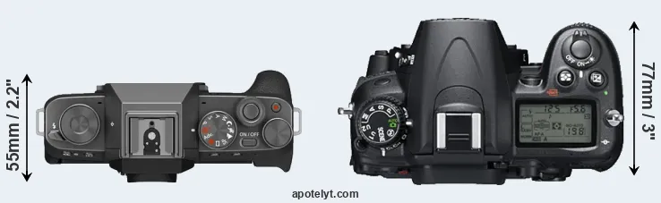 Compare X-T200 versus D7000 top