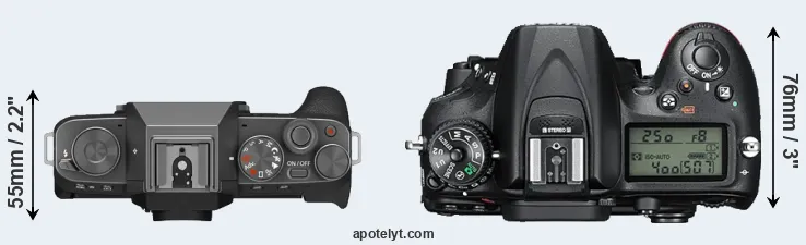 Compare X-T200 versus D7200 top