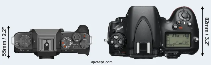 Compare X-T200 versus D800 top