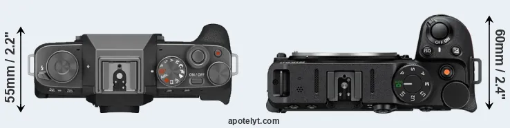 Compare X-T200 versus Z30 top