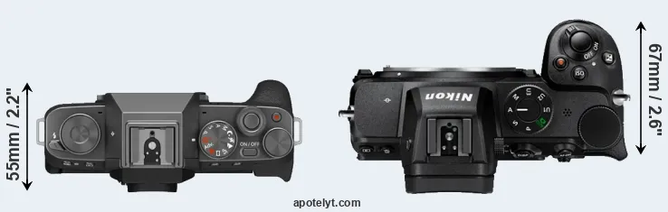 Compare X-T200 versus Z5 top