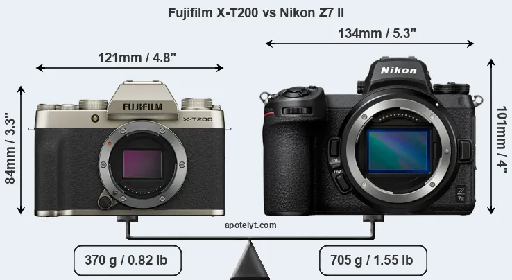 Size Fujifilm X-T200 vs Nikon Z7 II