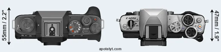 Compare X-T200 versus E-M10 II top