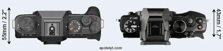 Compare X-T200 versus E-M5 top