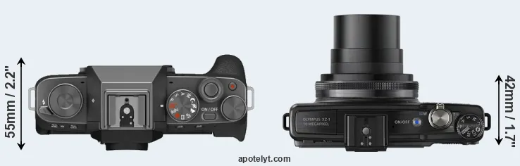 Compare X-T200 versus XZ-1 top