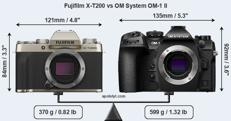 Size Fujifilm X-T200 vs OM System OM-1 II