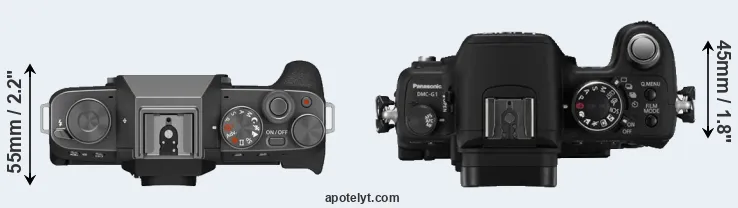 Compare X-T200 versus G1 top