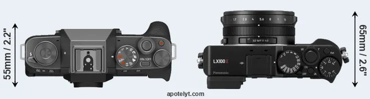 Compare X-T200 versus LX100 II top