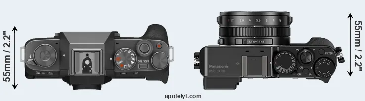 Compare X-T200 versus LX100 top