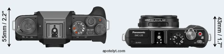 Compare X-T200 versus LX5 top