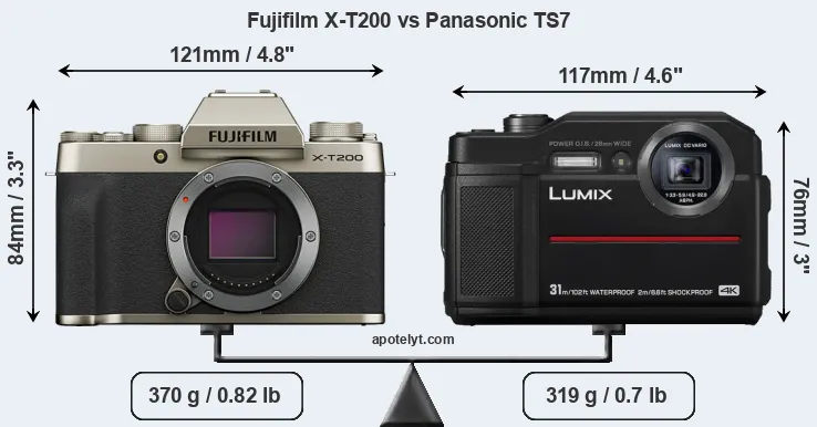 Size Fujifilm X-T200 vs Panasonic TS7