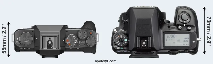 Compare X-T200 versus K-5 II top