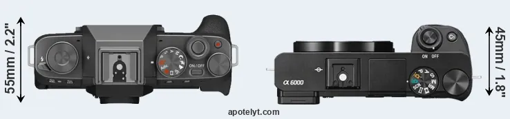 Compare X-T200 versus A6000 top