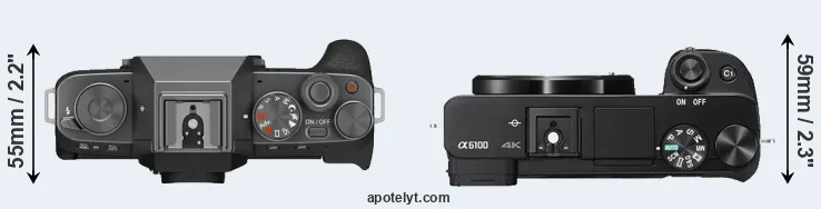 Compare X-T200 versus A6100 top