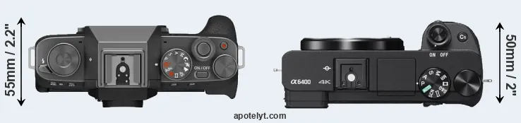 Compare X-T200 versus A6400 top