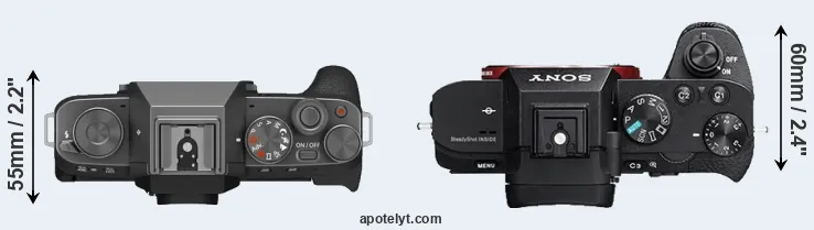 Compare X-T200 versus A7 II top