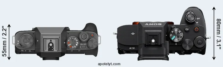 Compare X-T200 versus A7 IV top