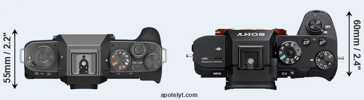 Compare X-T200 versus A7S II top