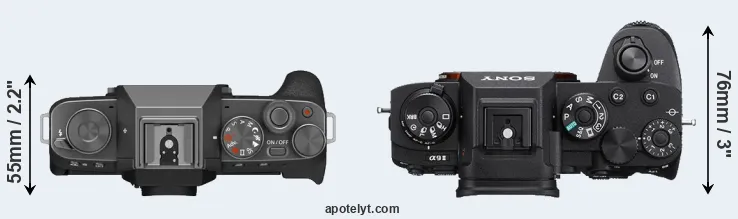 Compare X-T200 versus A9 II top
