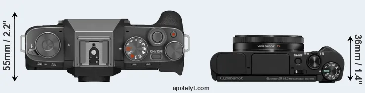 Compare X-T200 versus HX99 top