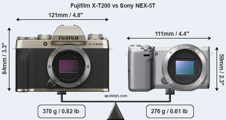 Size Fujifilm X-T200 vs Sony NEX-5T