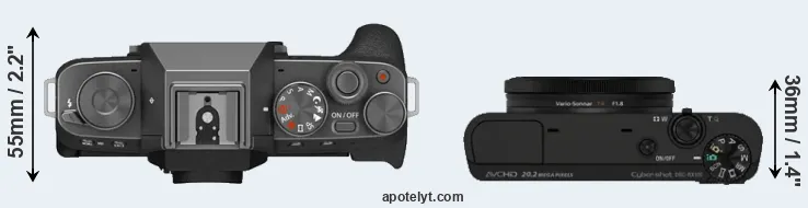 Compare X-T200 versus RX100 top