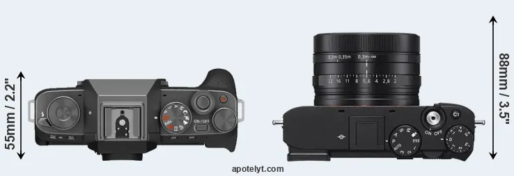 Compare X-T200 versus RX1R III top