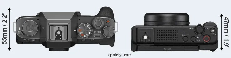 Compare X-T200 versus ZV-1 II top