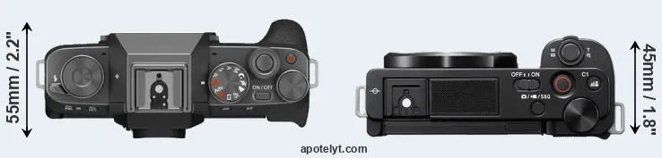 Compare X-T200 versus ZV-E10 top