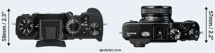 Compare X-T3 versus X10 top