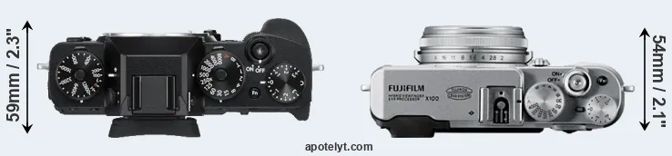 Compare X-T3 versus X100 top
