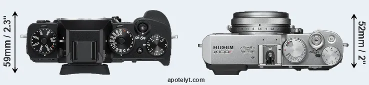Compare X-T3 versus X100F top
