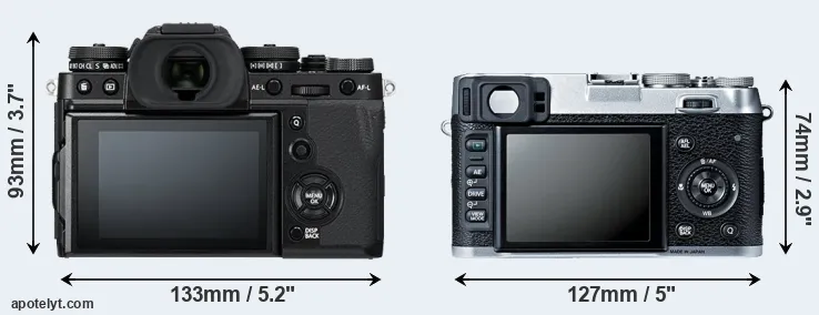 Comparison X-T3 or X100S rear