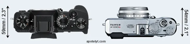 Compare X-T3 versus X100S top