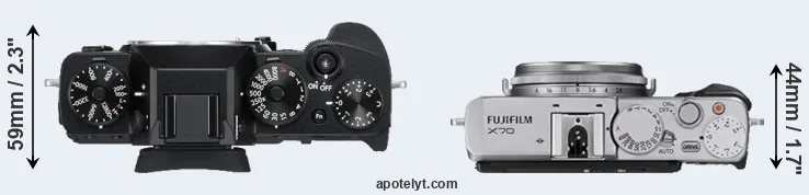 Compare X-T3 versus X70 top